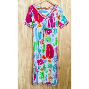 colorful dress tropical beach vacation cruise resort wear casual comfy women S